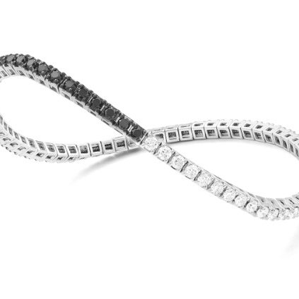 14KWG 37 BLACK DIAMONDS & 37 BR DIAMONDS 4.20CT 7" STRETCH TENNIS BRACELET
