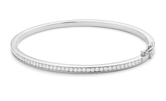 14KWG 87 BR DIAMONDS 0.85CT STRAIGHT LINE BANGLE BRACELET
