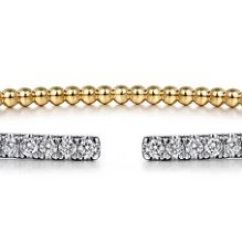 14KYG 12 BR DIAMONDS 0.30CT PAVE BARS AND BUJUKAN BEAD BANGLE BRACELET