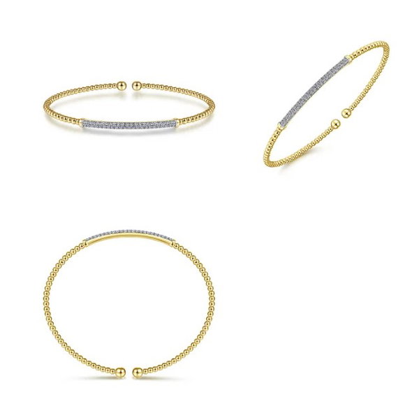 14KYG BUJUKAN 45 BR DIAMOND 0.34CT BAR SPLIT BANGLE BRACELET