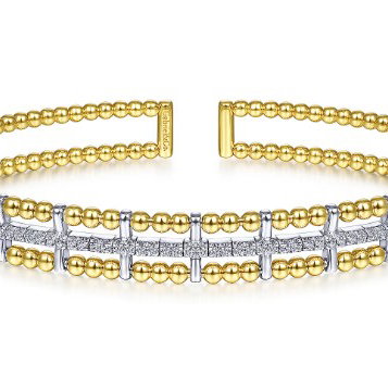 14KYG 72 BR DIAMONDS 0.36CT BUJUKAN CUFF BANGLE BRACELET