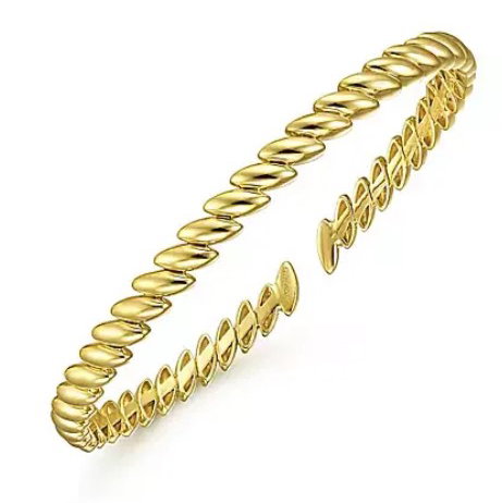 14K YELLOW GOLD 6.5" POLISHED DEMURE BANGLE BRACELET