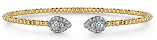 14K WG/YG 32 BR DIA'S 0.31CT PEAR SHAPE CLUSTER BUJUKAN BANGLE 14K WG/YG 32 BR DIA'S 0.31CT PEAR SHAPE CLUSTER BUJUKAN BANGLE