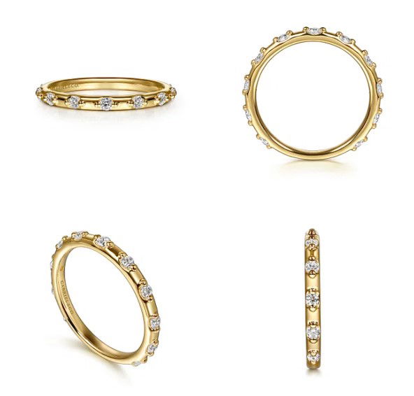 14KYG 12 BR DIAMONDS 0.27CT POLISHED "STATIONED" STACKABLE BAND 14KYG 12 BR DIAMONDS 0.27CT POLISHED "STATIONED" STACKABLE BAND