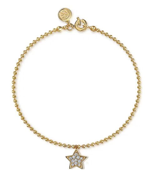 14KYG BUJUKAN 9 WHITE SAPPHIRES 0.22CT CIRCLE CHARM BRACELET