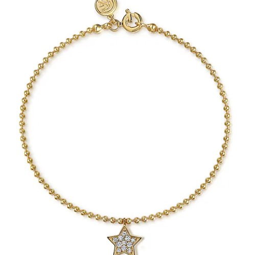 14KYG BUJUKAN 9 WHITE SAPPHIRES 0.22CT CIRCLE CHARM BRACELET