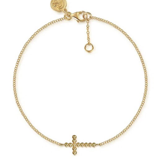 14KYG BUJUKAN BEADED 7" CROSS BRACELET