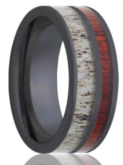 8MM BLK CERAMIC PIPE CUT 3MM ANTLER INLAY 2MM BLOOD INLAY- SIZE 10 8MM BLK CERAMIC PIPE CUT 3MM ANTLER INLAY 2MM BLOOD INLAY- SIZE 10