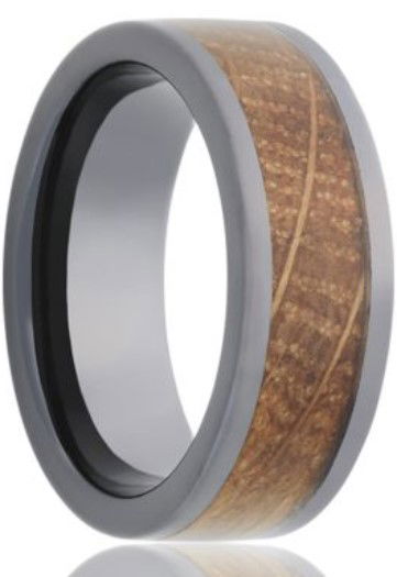 8MM BLK CERAMIC PIPE CUT WHISKEY WOOD INLAY- SIZE 10 8MM BLK CERAMIC PIPE CUT WHISKEY WOOD INLAY- SIZE 10