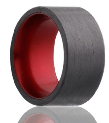8MM CARBON FIBER FLAT NATURAL W/ RED ANODIZED SLEEVE- SIZE 10 8MM CARBON FIBER FLAT NATURAL W/ RED ANODIZED SLEEVE- SIZE 10