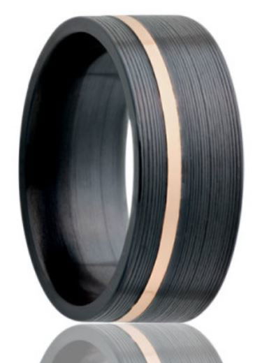 7MM ZIRCONIUM BAND W/ PIPE CUT OFFSET RG INLAY MACHINE FINISH- SIZE 10