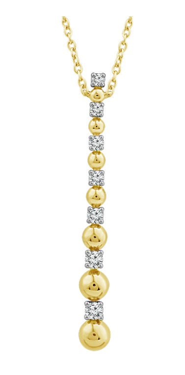 14KYG 7 BR DIAMONDS 0.25CT VERTICAL BEADED "BAR" NECKLACE 14KYG 7 BR DIAMONDS 0.25CT VERTICAL BEADED "BAR" NECKLACE