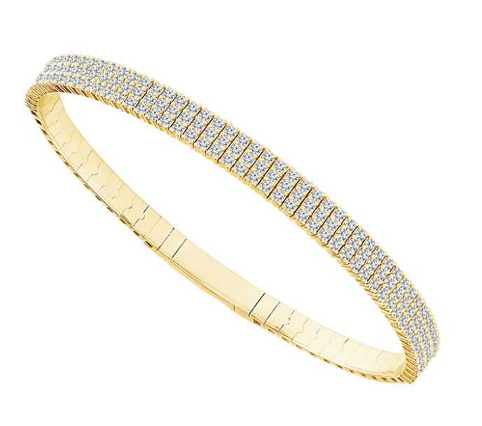 14KYG 150 BR DIAMONDS 1.50CT 3-ROW TENNIS STYLE FLEXI-BANGLE BRACELET 14KYG 150 BR DIAMONDS 1.50CT 3-ROW TENNIS STYLE FLEXI-BANGLE BRACELET