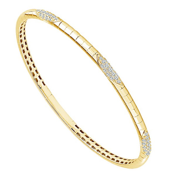 14KYG 45 BR DIAMONDS 0.50CT PAVE STATION BANGLE BRACELET