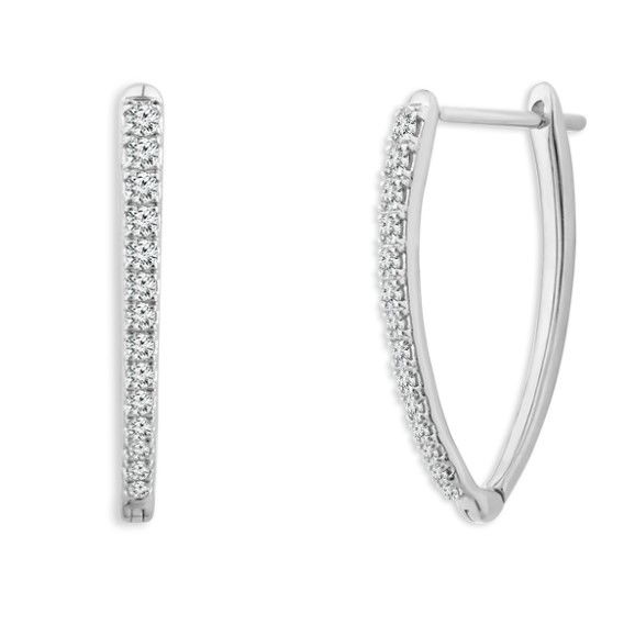 14KWG 28 BR DIAMONDS 0.25CT "V" HOOP EARRINGS 14KWG 28 BR DIAMONDS 0.25CT "V" HOOP EARRINGS