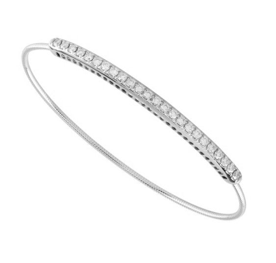 14KWG/TITANIUM WIRE 24 BR DIAMONDS 1.00CT BAR BANGLE BRACELET 14KWG/TITANIUM WIRE 24 BR DIAMONDS 1.00CT BAR BANGLE BRACELET