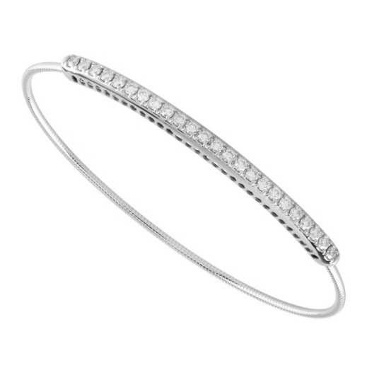 14KWG/TITANIUM WIRE 24 BR DIAMONDS 1.00CT BAR BANGLE BRACELET