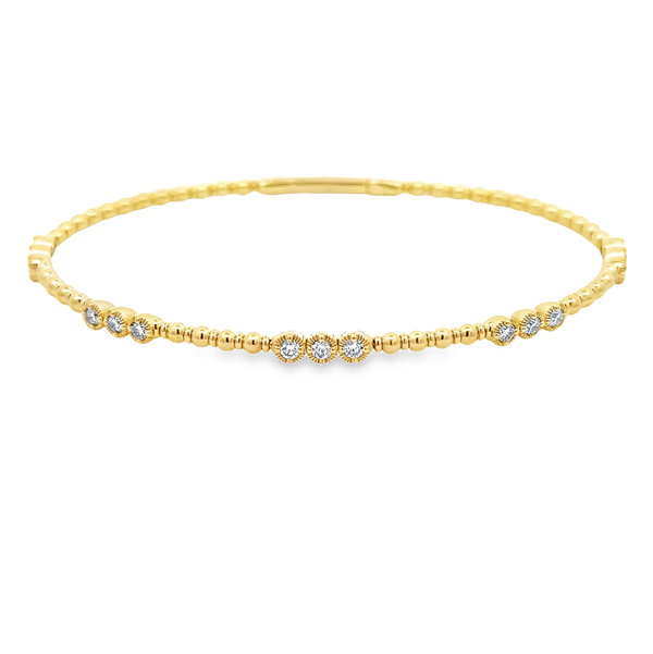 14KYG 15 BR DIAMONDS 0.50CT "3-STONE" STATION FLEXI-BANGLE BRACELET
