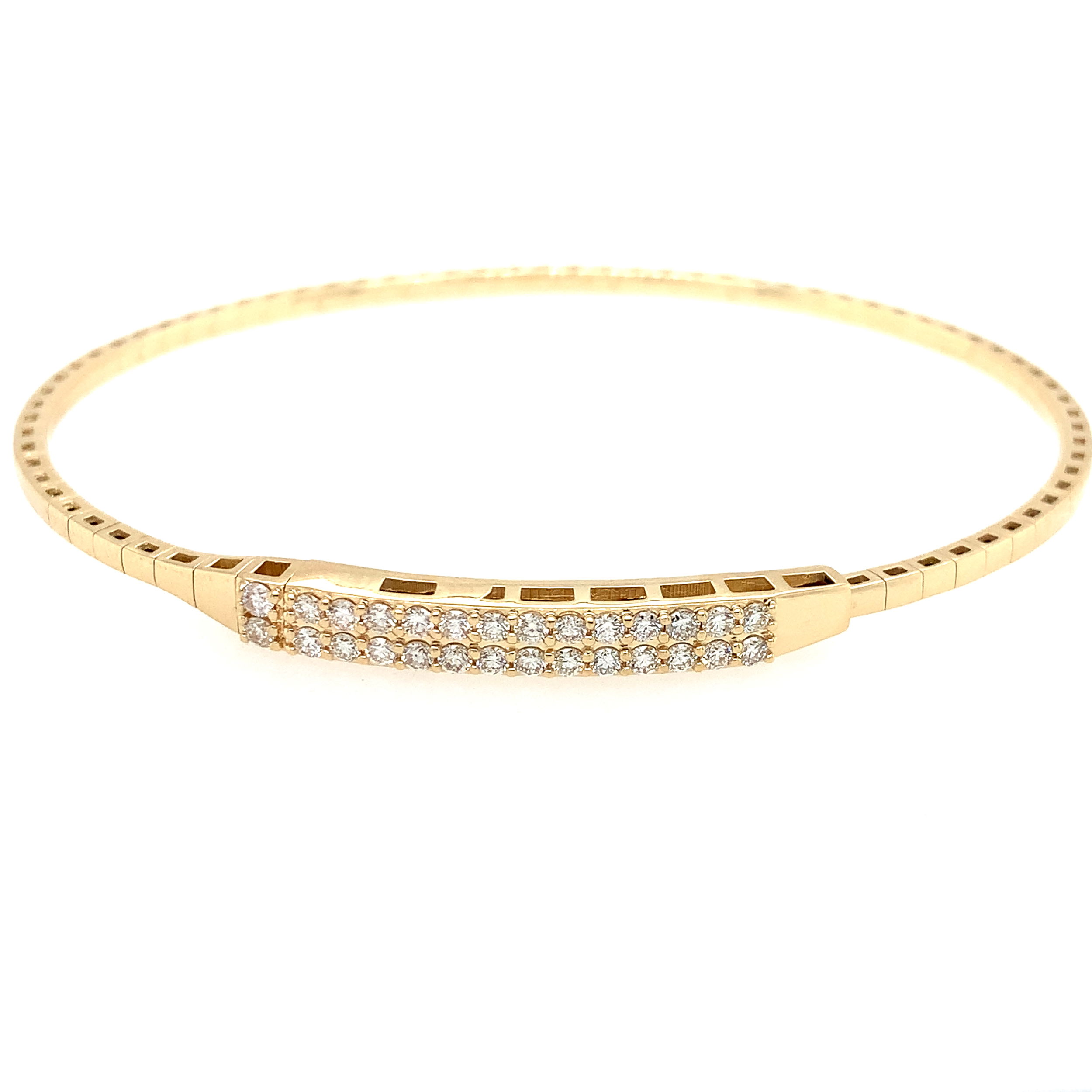 14K YG W/TITANIUM WIRE 28 DIA'S 0.50CT DOUBLE ROW BAR BANGLE BRACELET 14K YG W/TITANIUM WIRE 28 DIA'S 0.50CT DOUBLE ROW BAR BANGLE BRACELET
