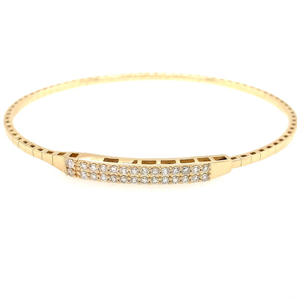14K YG W/TITANIUM WIRE 28 DIA'S 0.50CT DOUBLE ROW BAR BANGLE BRACELET