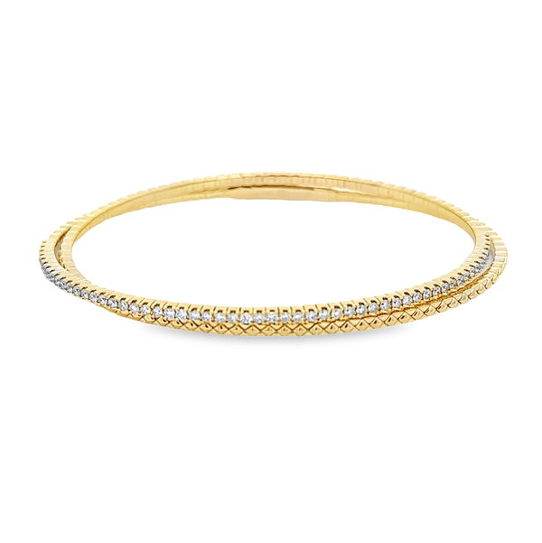 14KYG 55 BR DIAMONDS 0.75CT TENNIS STYLE DOUBLE-WRAP FLEXI-BANGLE BRACELET