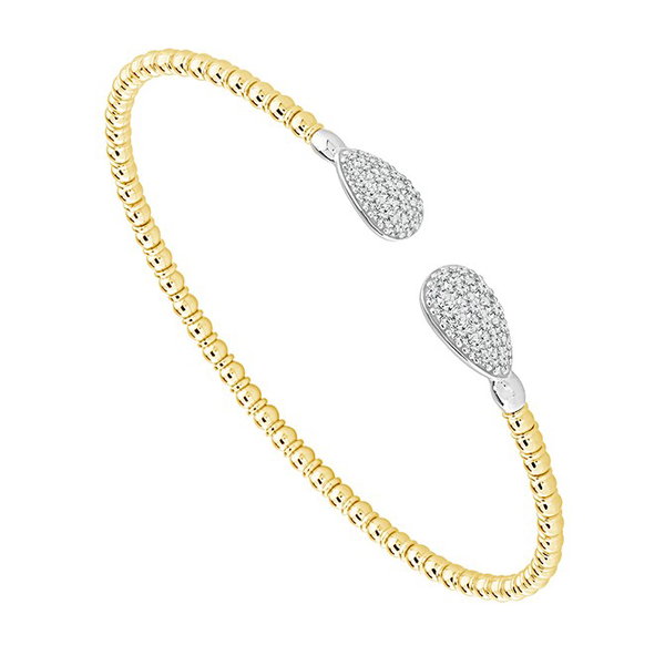 14KYG 68 BR DIAMONDS 0.50CT PAVE "SPIKE" CLUSTER BANGLE BRACELET