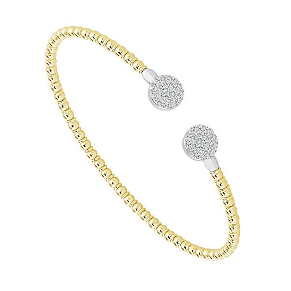 14KYG 38 BR DIAMONDS 0.50CT ROUND PAVE CLUSTER BANGLE BRACELET