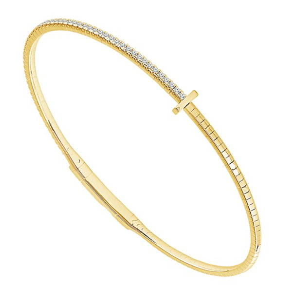 14KYG 58 BR DIAMONDS 0.25CT "T" FASHION BANGLE