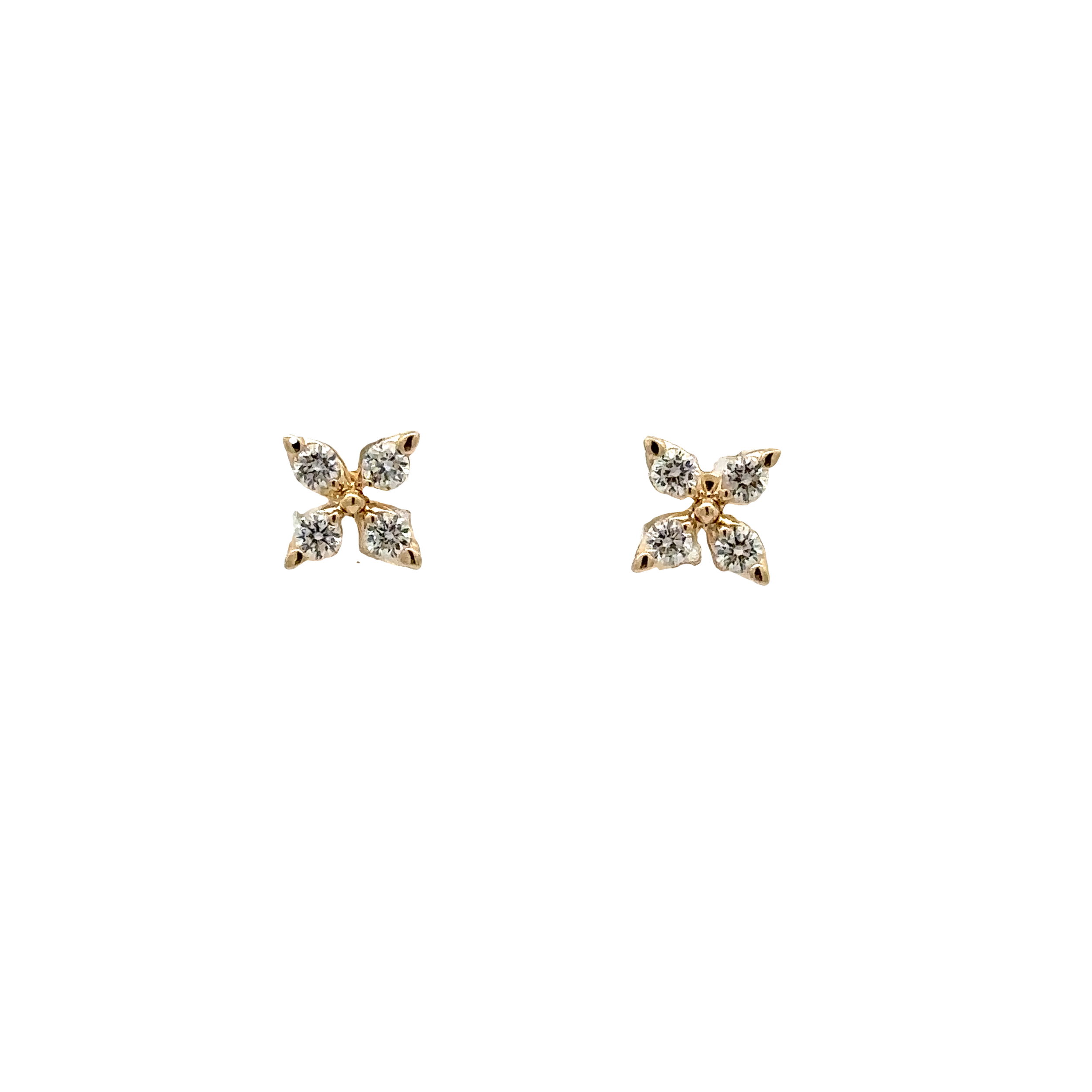 14KYG 8 BR DIAMONDS 0.30CT "LEYA" FLOWER/CROSS STUD EARRINGS 14KYG 8 BR DIAMONDS 0.30CT "LEYA" FLOWER/CROSS STUD EARRINGS