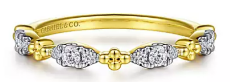 14KYG 12 BR DIA'S 0.20CT STACKABLE BAND