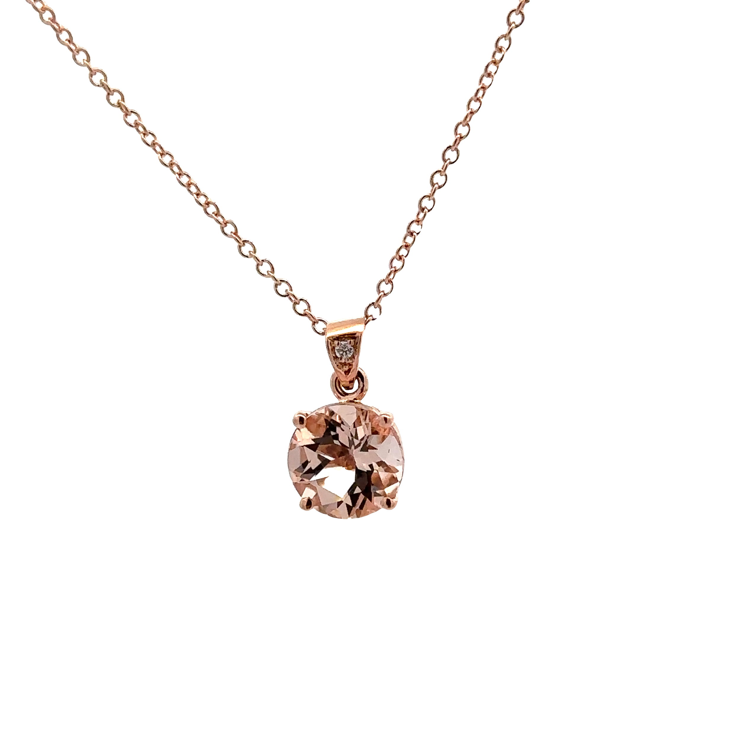 14KRG 1.64CT MORGANITE & 0.04CT DIAMOND DROP ON 18" CABLE CHAIN 14KRG 1.64CT MORGANITE & 0.04CT DIAMOND DROP ON 18" CABLE CHAIN
