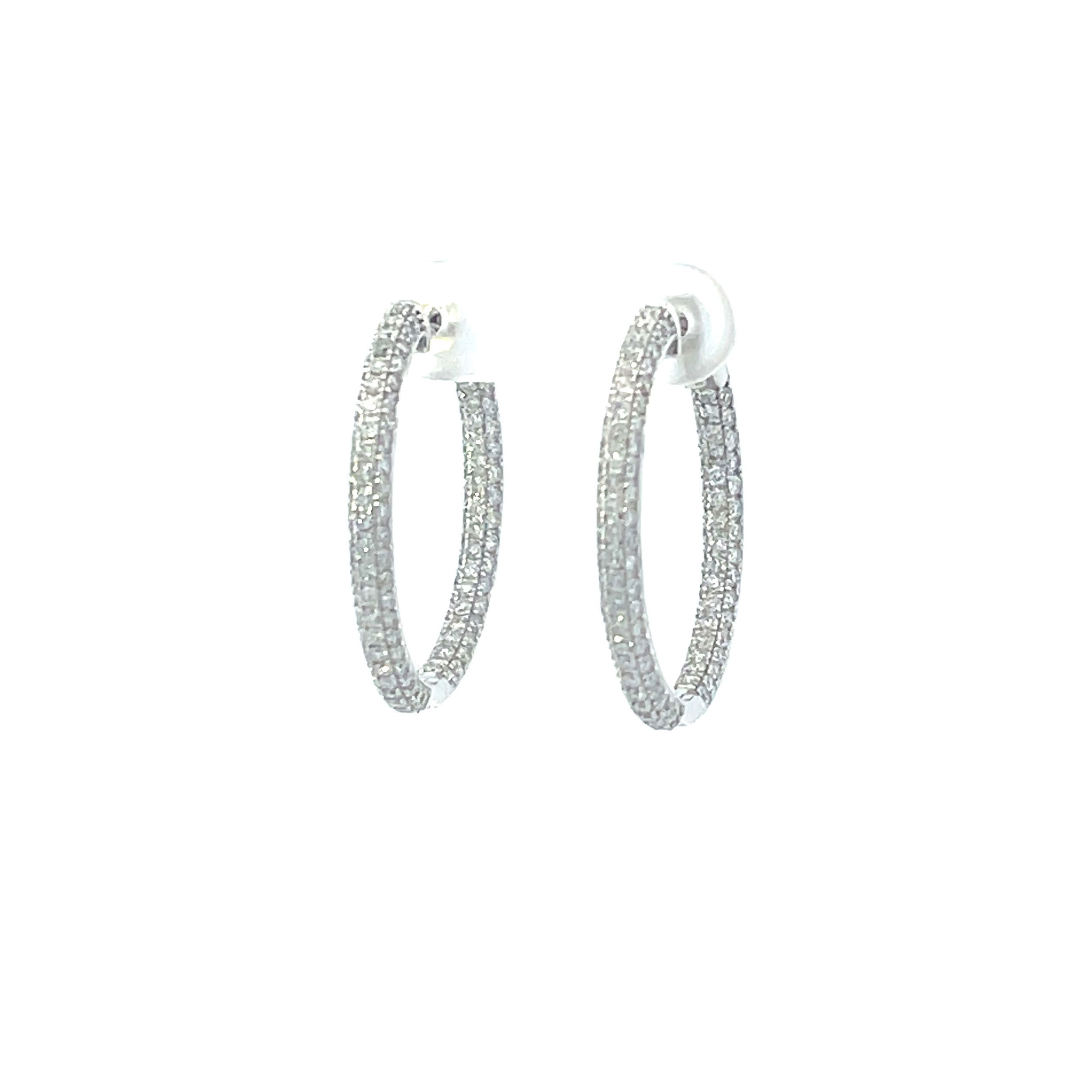 14K WG 244 BR LG DIA'S 3.08CTW PAVE SET INSIDE/OUT HOOP EARRINGS