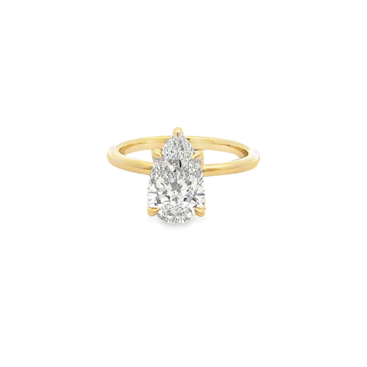 14KYG 4.00CT F/VS1 IGI#LG615346905 PEAR SHAPE LAB GROWN DIAMOND HIDDEN HALO SOLITAIRE ENGAGEMENT RING