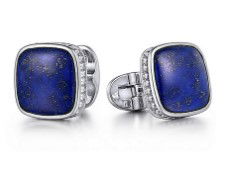 STERLING SILVER SQUARE LAPIS CUFF LINKS