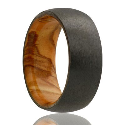 7MM DOMED MEN'S ZIRCONIUM BAND W/ OLIVE WOOD SLEEVE- SIZE 10 7MM DOMED MEN'S ZIRCONIUM BAND W/ OLIVE WOOD SLEEVE- SIZE 10