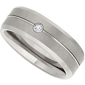TUNGSTEN & STEEL 8.3MM BEZEL DIAMOND BAND ****DISCONTINUED----NO WARRANTY****