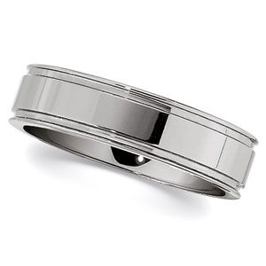 WHITE TUNGSTEN 6MM GROOVED BAND