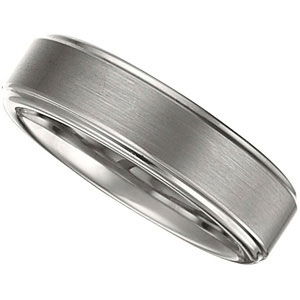 6.3MM WHITE DURA TUNG SATIN/POLISHED RIDGED BAND 6.3MM WHITE DURA TUNG SATIN/POLISHED RIDGED BAND