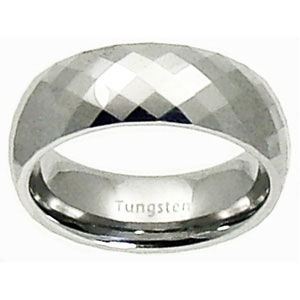 WHITE TUNGSTEN 8.3MM DIAMOND CUT FACETED BAND****DISCONTINUED-----NO WARRANTY****