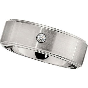 COBALT .05 CTW DIAMOND RIDGED BAND WITH STEEL BEZEL ****DISCONTINUED-----FINAL SALE ITEM****