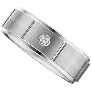 TUNGSTEN .05CTW DIAMOND 8.3MM SATIN FINISH GROOVED BAND ****DISCONTINUED-----FINAL SALE ITEM****