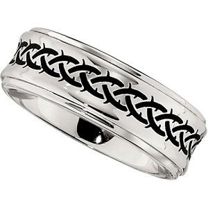 COBALT 8MM BLACK LASER DESIGN & RIDGED BAND ***DISCONTINUED---FINAL SALE ITEM*** COBALT 8MM BLACK LASER DESIGN & RIDGED BAND ***DISCONTINUED---FINAL SALE ITEM***