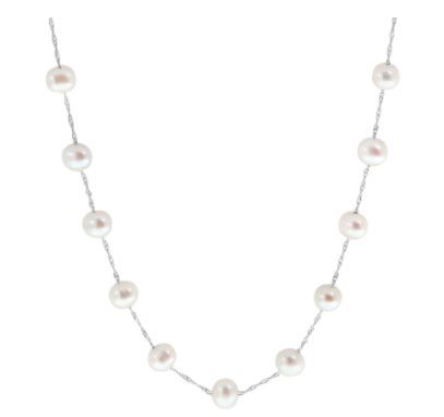 14K WG 11 5-6MM WHT FRESH WATER TINCUP PEARL NECKLACE 14K WG 11 5-6MM WHT FRESH WATER TINCUP PEARL NECKLACE