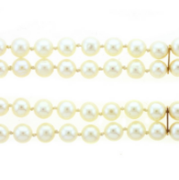14KT YELLOW GOLD 60 PRL & 20 RD DIA'S 0.25CT FLOWER CLASP BRACELET