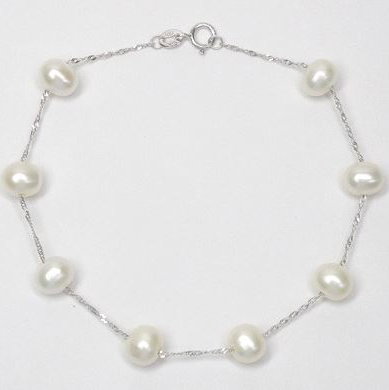 14KWG 5.5-6.0MM CULTURED FRESHWATER PEARL TIN CUP 7" BRACELET