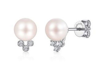 14KWG 6 BR DIA 0.07CT & 7.0-7.5MM FRESH WATER PEARL STUD EARRINGS 14KWG 6 BR DIA 0.07CT & 7.0-7.5MM FRESH WATER PEARL STUD EARRINGS