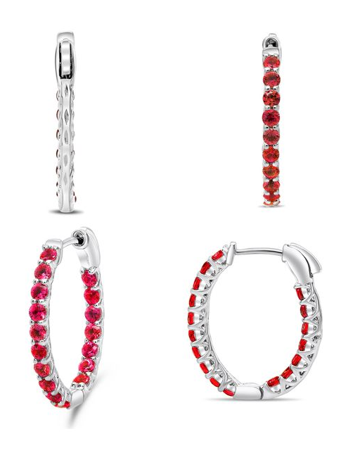 14K WG 34 RUBIES 1.25CT LUCIDA HOOP EARRINGS