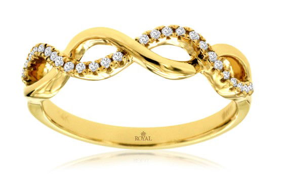 14KYG 26 BR DIAMONDS 0.11CT CRISS-CROSS STACKABLE BAND
