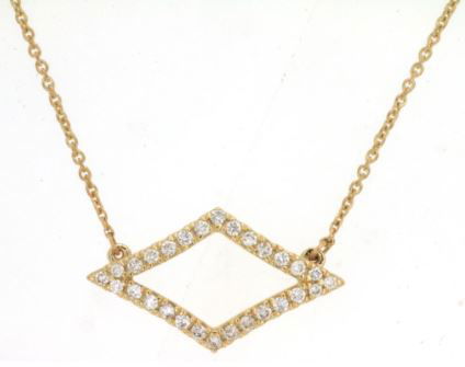 14KYG 28 BR DIA 0.24CT "OPEN DIAMOND" FASHION NECKLACE
