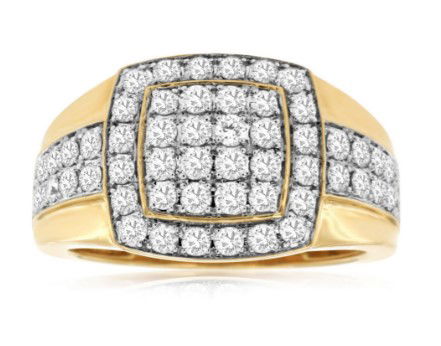 14KYG 56 BR DIAMONDS 1.50CT SQUARE TOP MENS RING